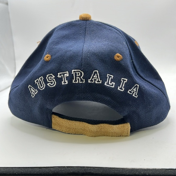 Down Under Australia Melbourne Velcro Back Hat Cap Blue Brown Velvet Embroidered - Picture 5 of 10